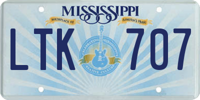 MS license plate LTK707