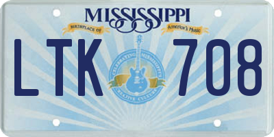 MS license plate LTK708