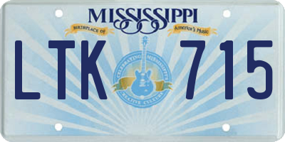 MS license plate LTK715