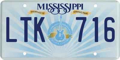 MS license plate LTK716