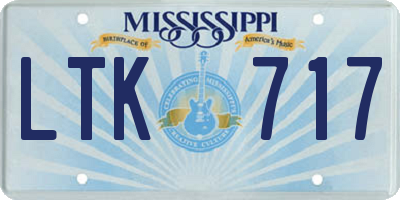 MS license plate LTK717