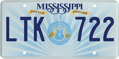 MS license plate LTK722