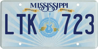 MS license plate LTK723