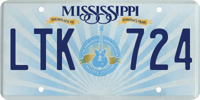 MS license plate LTK724