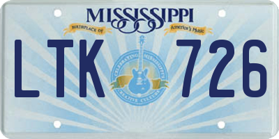 MS license plate LTK726