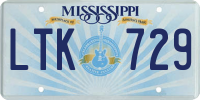 MS license plate LTK729