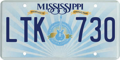 MS license plate LTK730