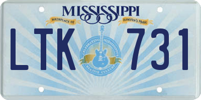 MS license plate LTK731