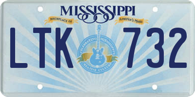 MS license plate LTK732