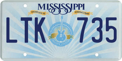 MS license plate LTK735