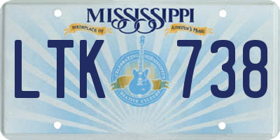 MS license plate LTK738