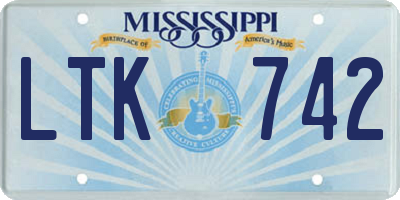 MS license plate LTK742