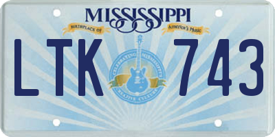 MS license plate LTK743