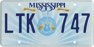 MS license plate LTK747