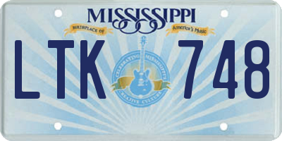 MS license plate LTK748