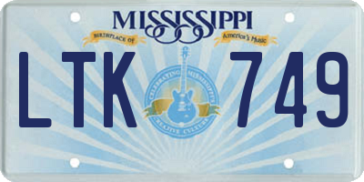 MS license plate LTK749