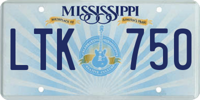MS license plate LTK750