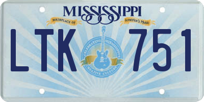 MS license plate LTK751