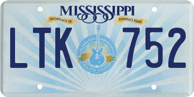 MS license plate LTK752