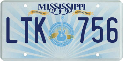 MS license plate LTK756