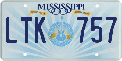 MS license plate LTK757