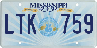 MS license plate LTK759
