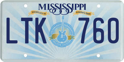 MS license plate LTK760