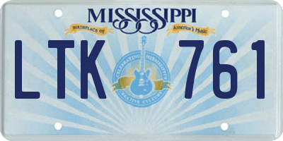 MS license plate LTK761