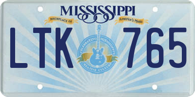 MS license plate LTK765