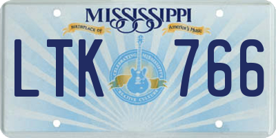 MS license plate LTK766