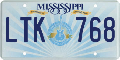 MS license plate LTK768