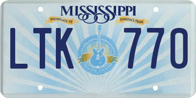 MS license plate LTK770