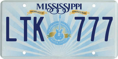MS license plate LTK777