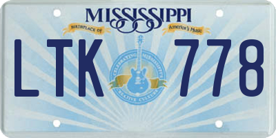 MS license plate LTK778