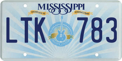 MS license plate LTK783