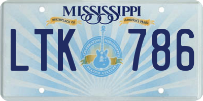 MS license plate LTK786