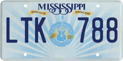 MS license plate LTK788
