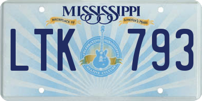 MS license plate LTK793