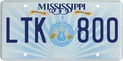 MS license plate LTK800