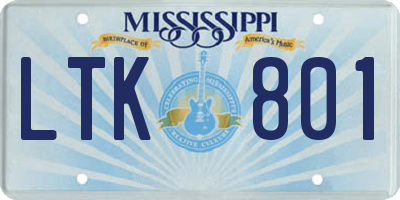 MS license plate LTK801
