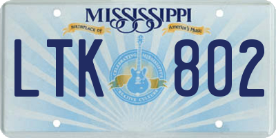 MS license plate LTK802