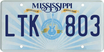 MS license plate LTK803