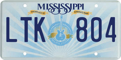 MS license plate LTK804