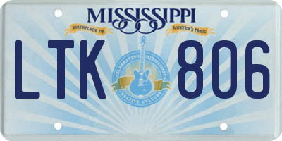 MS license plate LTK806