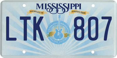 MS license plate LTK807