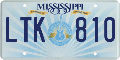 MS license plate LTK810