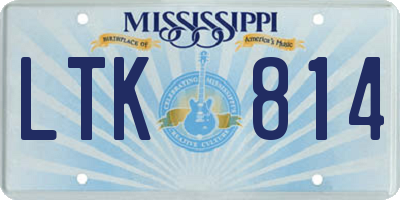 MS license plate LTK814