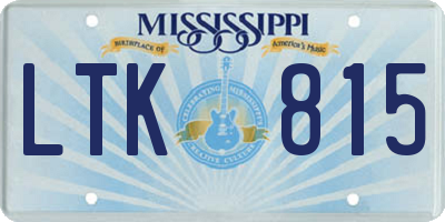 MS license plate LTK815