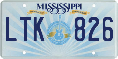 MS license plate LTK826