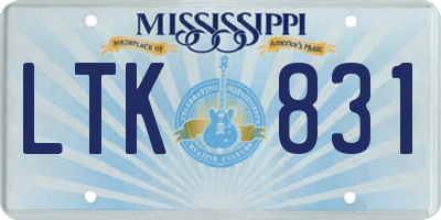 MS license plate LTK831